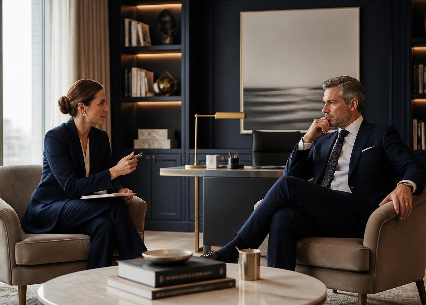 Consultant in conversation with a client
